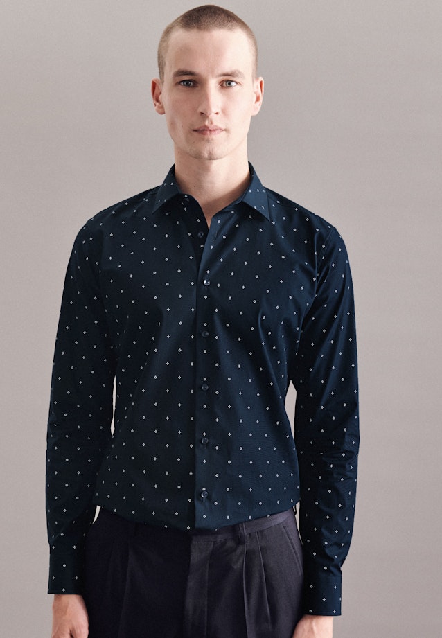 X-Slim Business Hemd Druck in Dunkelblau |  Seidensticker Onlineshop