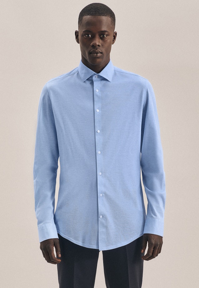 Chemise Business Slim Jersey Col Kent in Bleu Clair |  Seidensticker Onlineshop