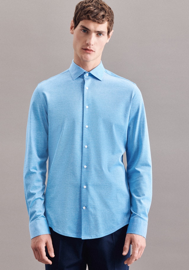Chemise Business Slim Jersey Col Kent in Turquoise | Seidensticker Onlineshop