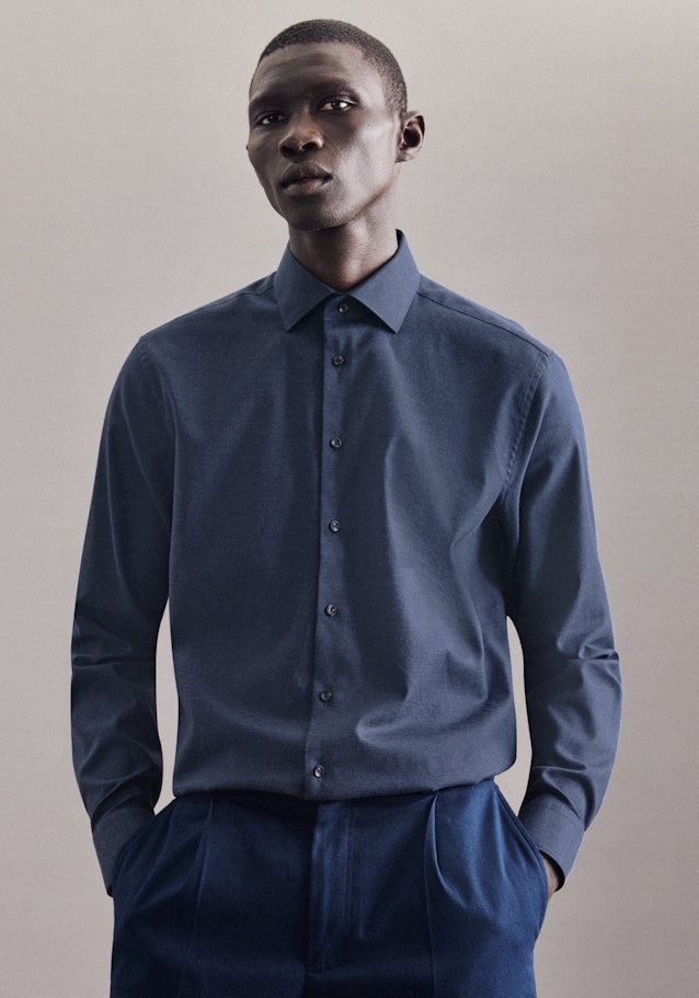 Easy-iron Twill Business Shirt in Regular with Kent-Collar in Dark Blue | Seidensticker Onlineshop