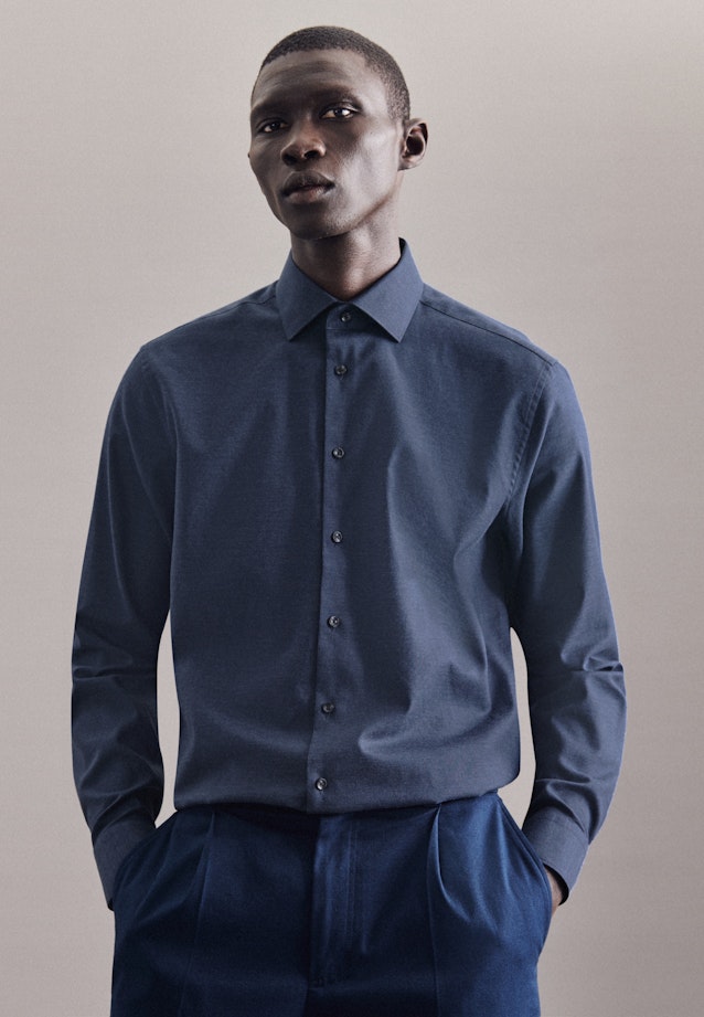 Regular Business Shirt Plain in Dark Blue |  Seidensticker Onlineshop