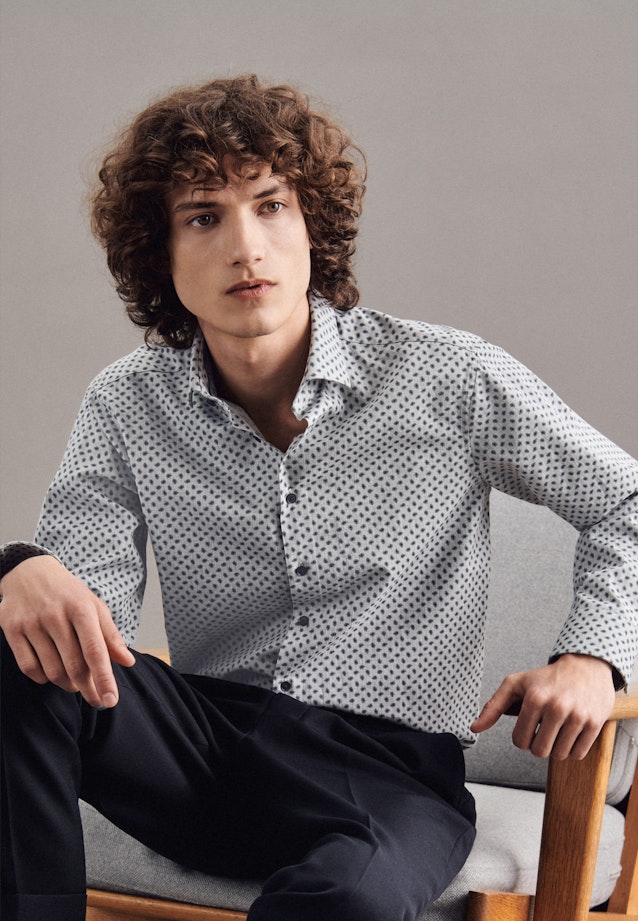 Regular Casual Hemd Print in Grau |  Seidensticker Onlineshop