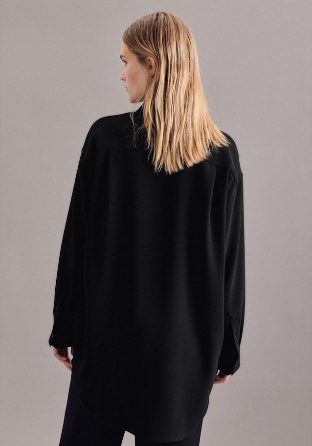 Oversized fit Longbluse Uni in Schwarz | Seidensticker Onlineshop