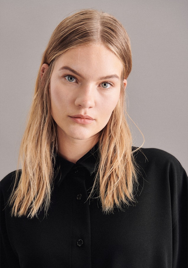 Oversized fit Longbluse Uni in Schwarz | Seidensticker Onlineshop