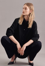 Oversized fit Longbluse Uni in Schwarz |  Seidensticker Onlineshop