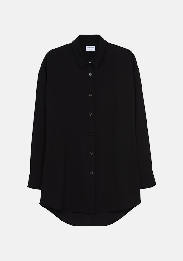 Long sleeve Crepe Long Blouse in Black |  Seidensticker Onlineshop