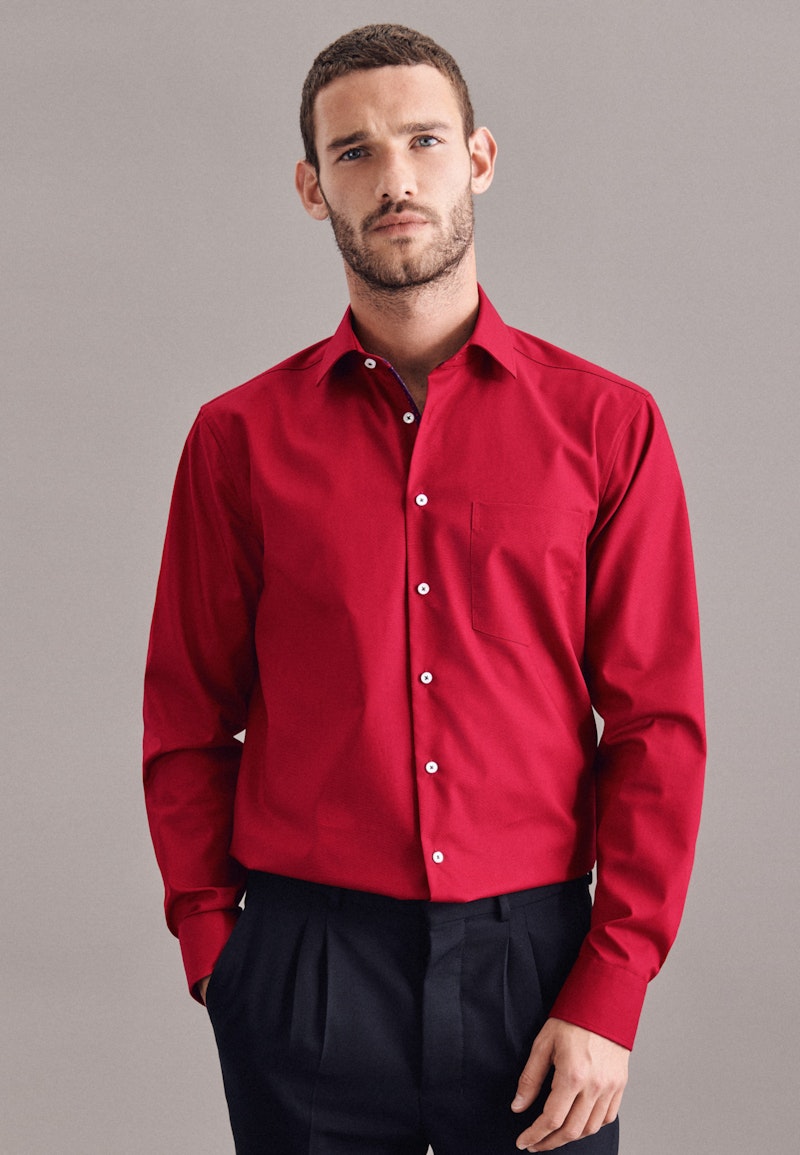 Non-iron Poplin Business Shirt in Regular with Kent-Collar