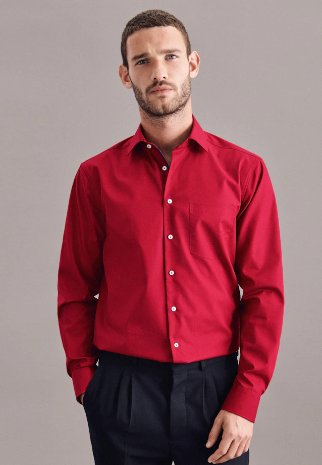Regular Business Shirt Plain in Red |  Seidensticker Onlineshop