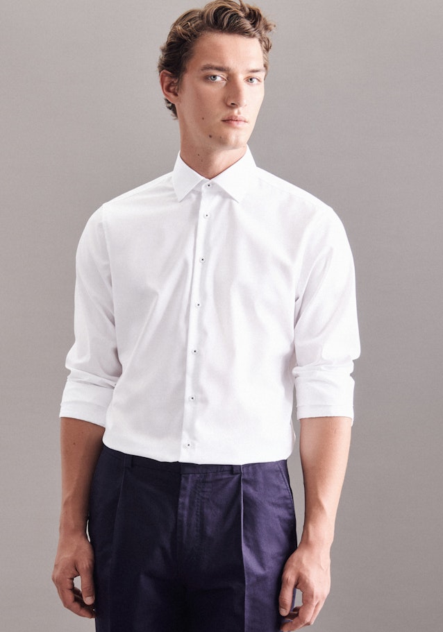 Non-iron Poplin Business Shirt in Shaped with Kent-Collar in White | Seidensticker Onlineshop