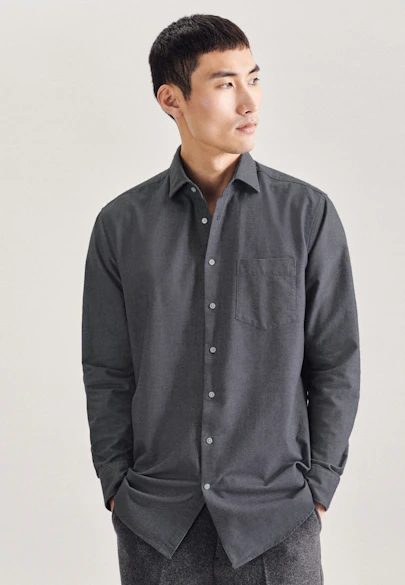Regular Chemise oxford uni in Gris |  Seidensticker Onlineshop