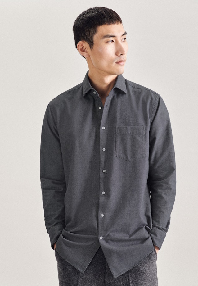Regular Oxfordhemd Uni in Grau |  Seidensticker Onlineshop