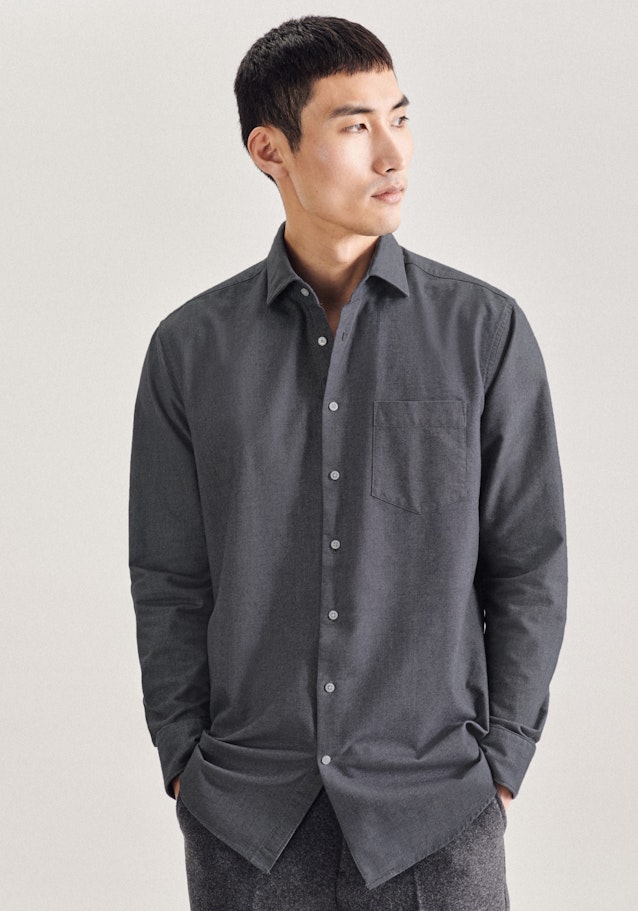 Oxford shirt in Regular with Kent-Collar in Grey |  Seidensticker Onlineshop
