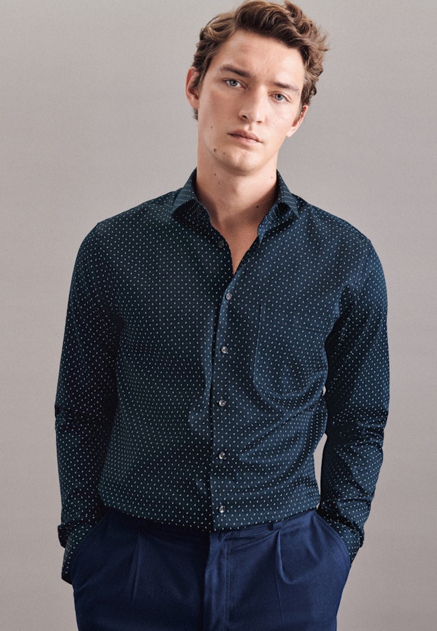 Regular Business Shirt Print in Dark Blue |  Seidensticker Onlineshop