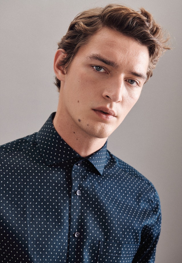 Regular Business Hemd Print in Dunkelblau |  Seidensticker Onlineshop