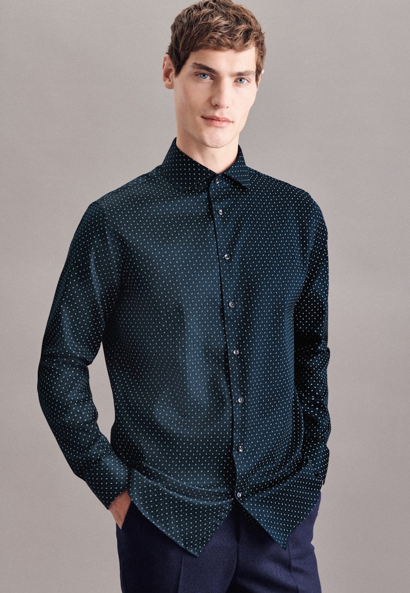 Twill Business Shirt in Shaped with Kent-Collar and extra long sleeve
