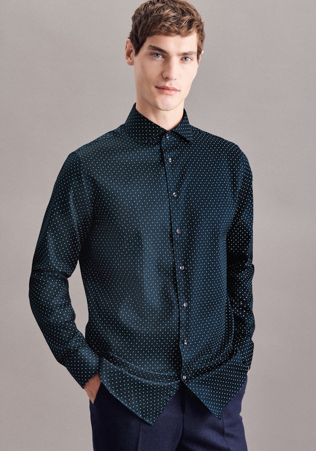 Twill Business Shirt in Shaped with Kent-Collar and extra long sleeve in Dark Blue | Seidensticker Onlineshop