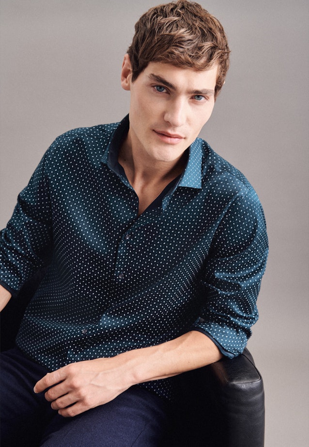 Shaped Business Hemd Print in Dunkelblau |  Seidensticker Onlineshop