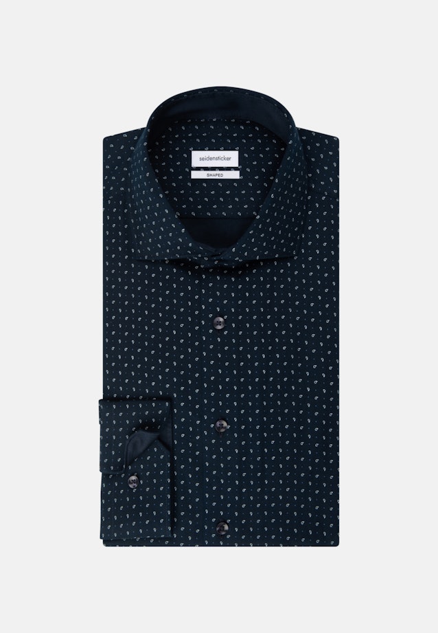 Twill Business Shirt in Shaped with Kent-Collar and extra long sleeve in Dark Blue |  Seidensticker Onlineshop
