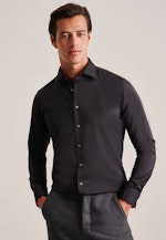 Chemise performance X-Slim Twill (sergé) Col Kent in Noir |  Seidensticker Onlineshop