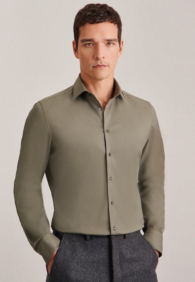 Chemise performance X-Slim Twill (sergé) Col Kent in Grün |  Seidensticker Onlineshop