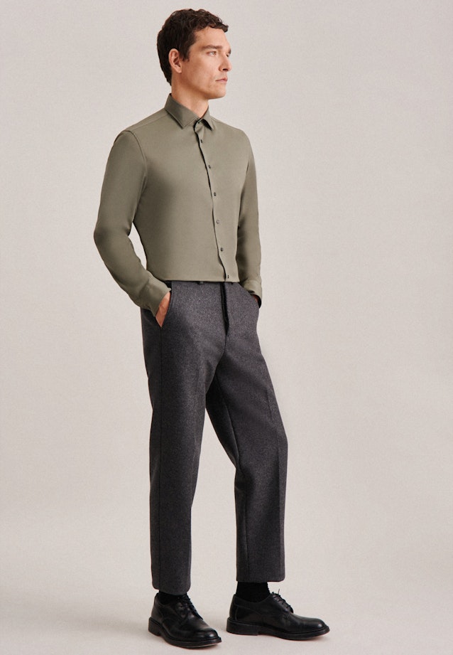 Chemise performance X-Slim Twill (sergé) Col Kent in Grün |  Seidensticker Onlineshop