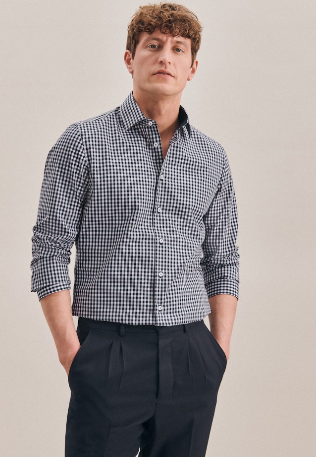 X-Slim Business Hemd Karo in Dunkelblau |  Seidensticker Onlineshop