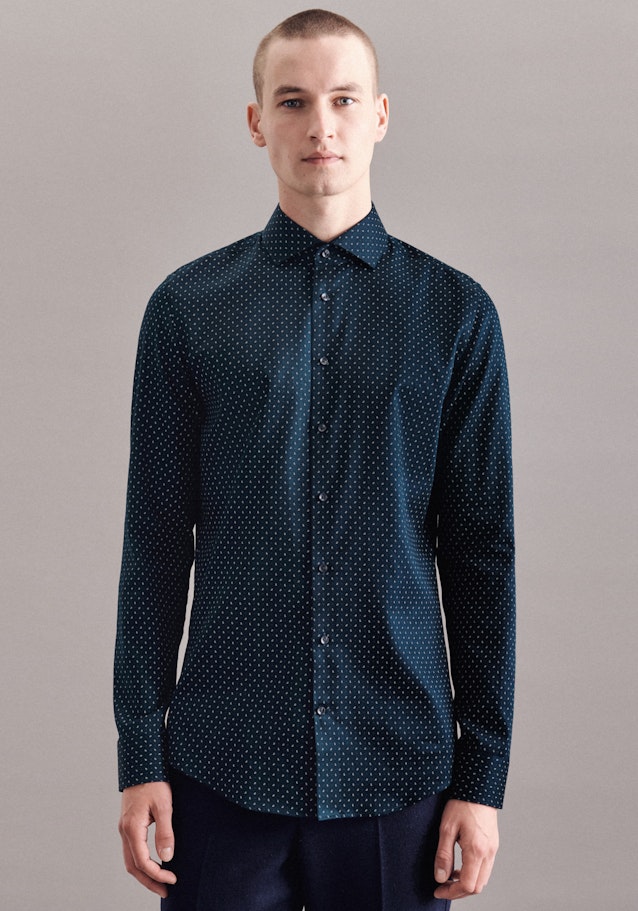 Twill Business overhemd in Slim with Kentkraag and extra long sleeve in Donkerblauw |  Seidensticker Onlineshop