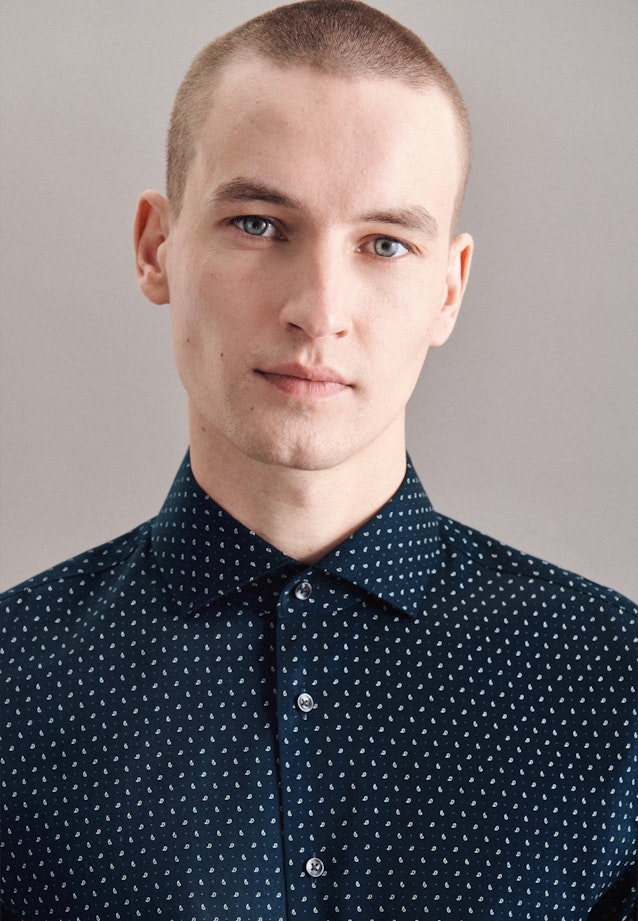 Slim Business Hemd Print in Dunkelblau |  Seidensticker Onlineshop