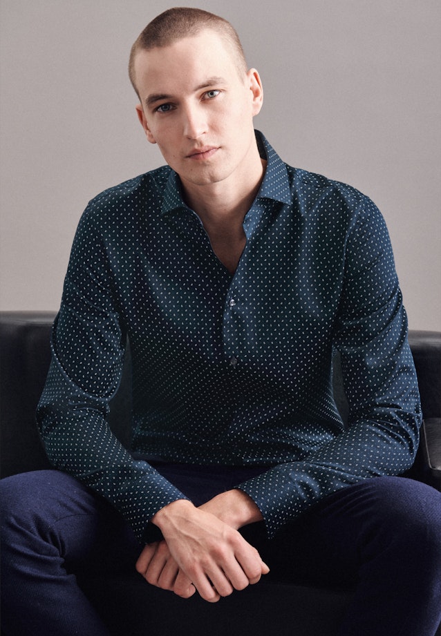 Slim Business Hemd Print in Dunkelblau |  Seidensticker Onlineshop