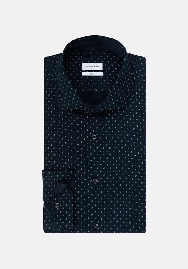 Twill Business Shirt in Slim with Kent-Collar and extra long sleeve in Dark Blue |  Seidensticker Onlineshop