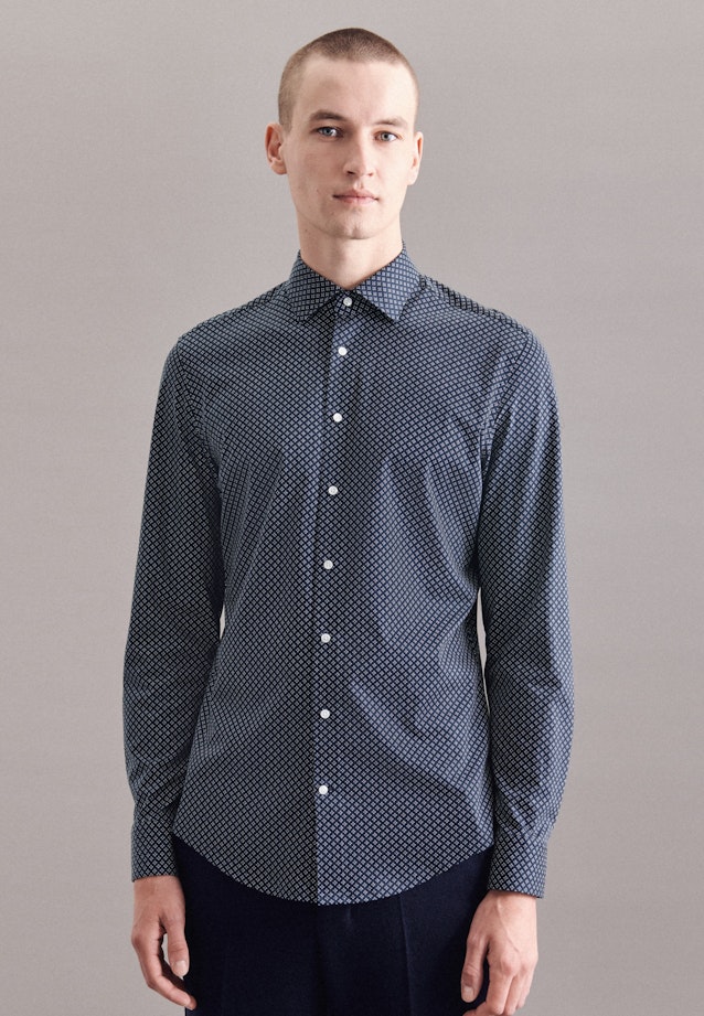 X-Slim Chemise en jersey Imprimé in Bleu Foncé |  Seidensticker Onlineshop
