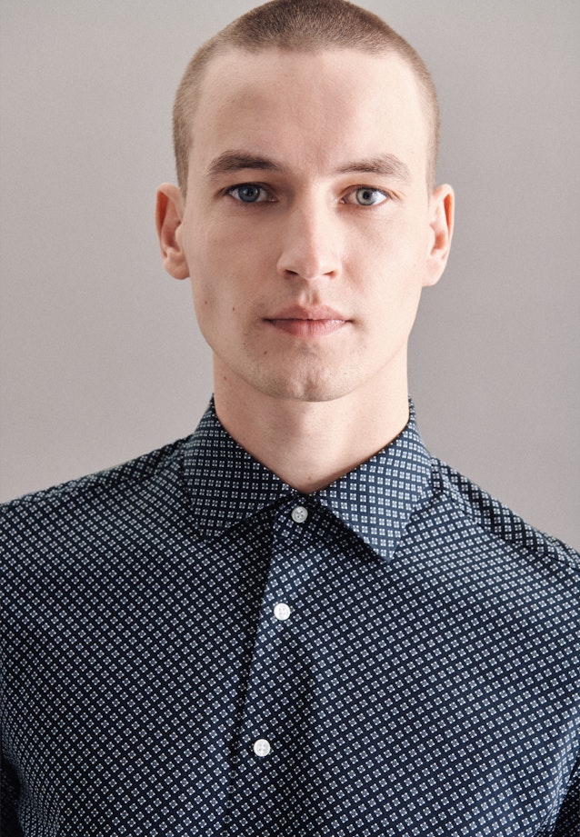 X-Slim Chemise en jersey Imprimé in Bleu Foncé |  Seidensticker Onlineshop