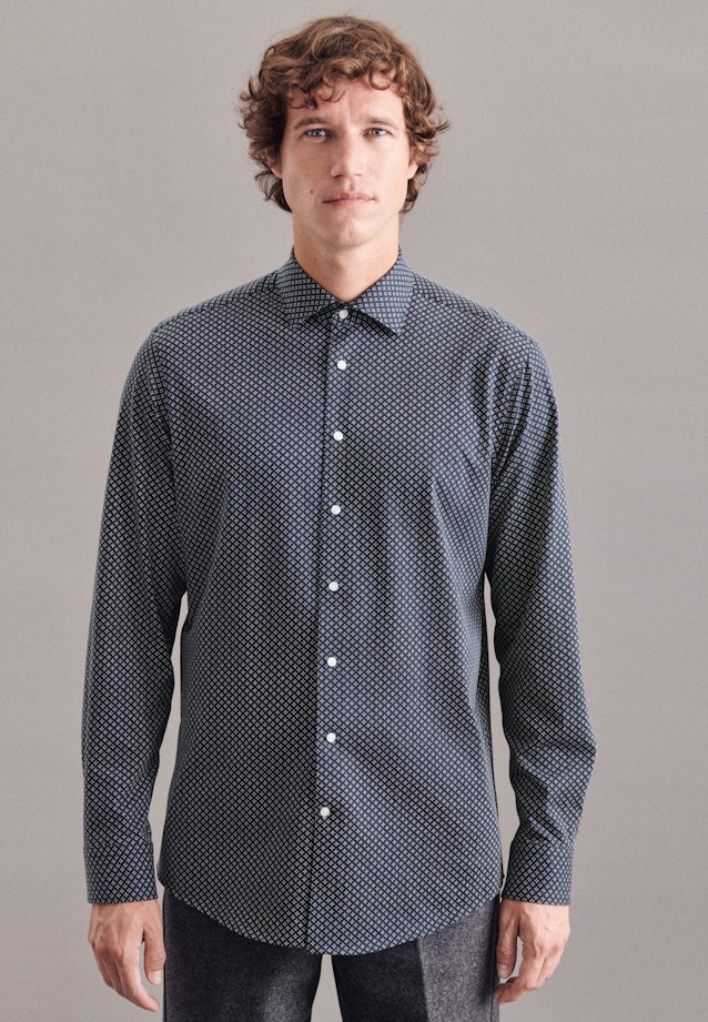 Regular Jerseyhemd Druck in Dunkelblau |  Seidensticker Onlineshop
