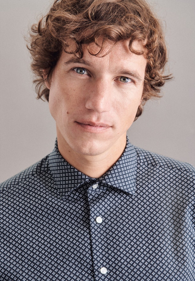 Regular Chemise en jersey Imprimé in Bleu Foncé |  Seidensticker Onlineshop