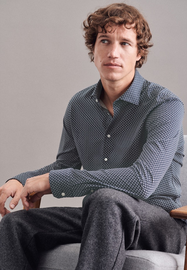 Regular Chemise en jersey Imprimé in Bleu Foncé |  Seidensticker Onlineshop