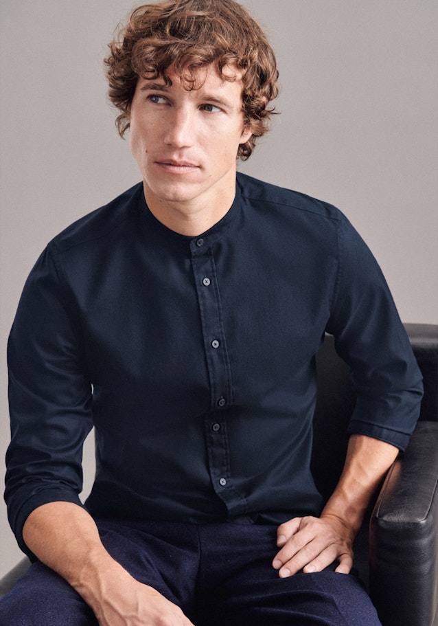 Easy-iron Twill Business Shirt in X-Slim with Stand-Up Collar in Dark Blue |  Seidensticker Onlineshop