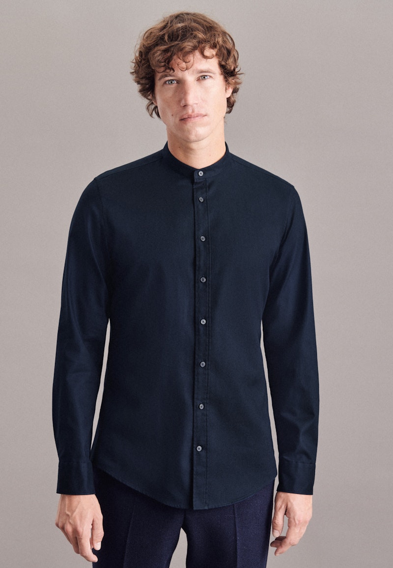 Easy-iron Twill Business Shirt in Slim with Stand-Up Collar