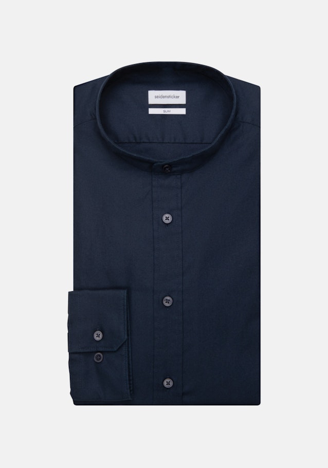 Easy-iron Twill Business overhemd in Slim with Opstaande Kraag in Donkerblauw |  Seidensticker Onlineshop
