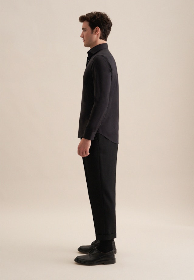 Non-iron Poplin Business Shirt in Slim with Kent-Collar in Black |  Seidensticker Onlineshop