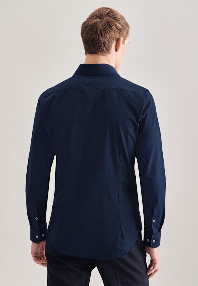 Non-iron Poplin Business Shirt in Slim with Kent-Collar in Dark Blue |  Seidensticker Onlineshop