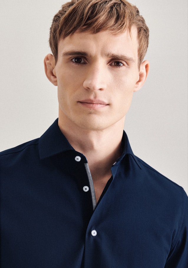 Non-iron Poplin Business Shirt in Slim with Kent-Collar in Dark Blue |  Seidensticker Onlineshop