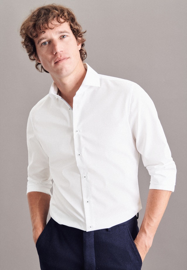 Chemise Business Slim Popeline Col Kent in Blanc |  Seidensticker Onlineshop