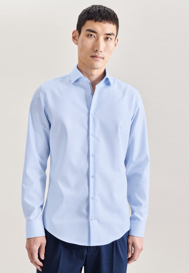 Non-iron Poplin Business Shirt in Slim with Kent-Collar in Medium Blue |  Seidensticker Onlineshop