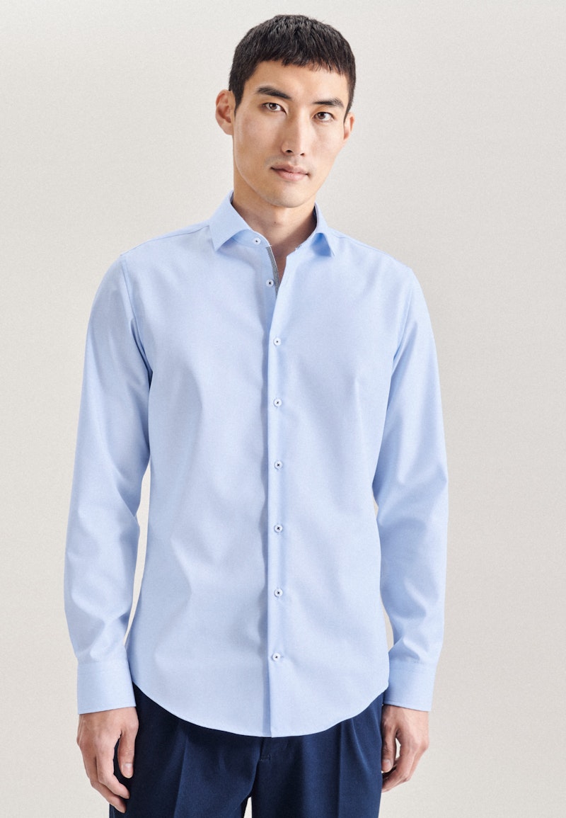 Non-iron Poplin Business Shirt in Slim with Kent-Collar