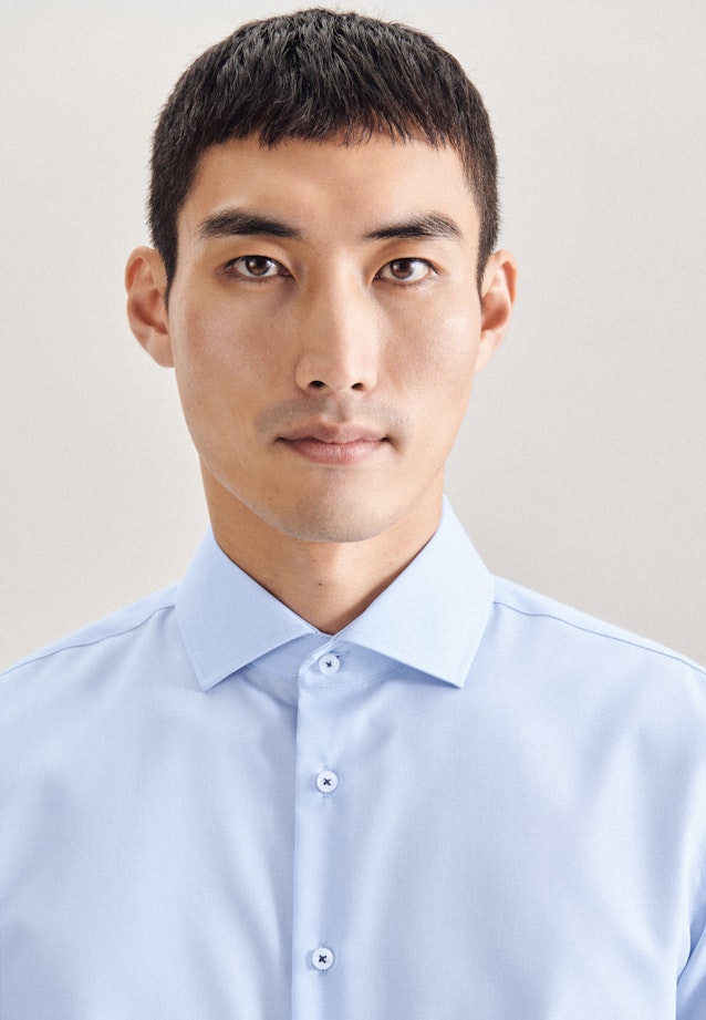 Non-iron Poplin Business Shirt in Slim with Kent-Collar in Medium Blue |  Seidensticker Onlineshop