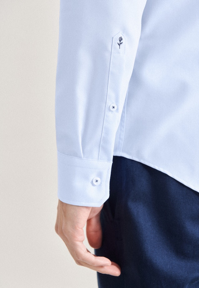 Non-iron Poplin Business Shirt in Slim with Kent-Collar in Medium Blue |  Seidensticker Onlineshop