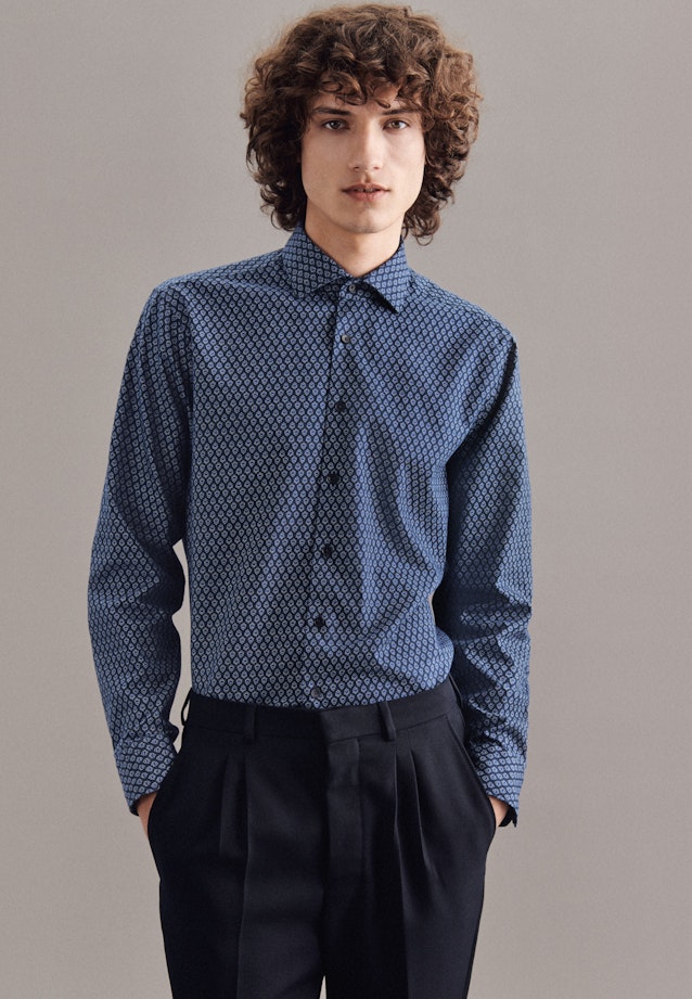 Regular Chemise casual Imprimé in Bleu Moyen |  Seidensticker Onlineshop