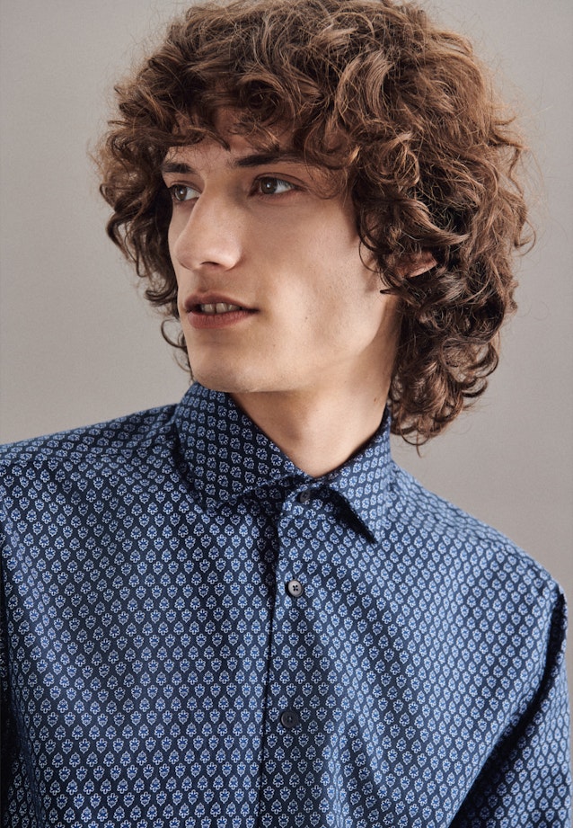 Regular Chemise casual Imprimé in Bleu Moyen |  Seidensticker Onlineshop