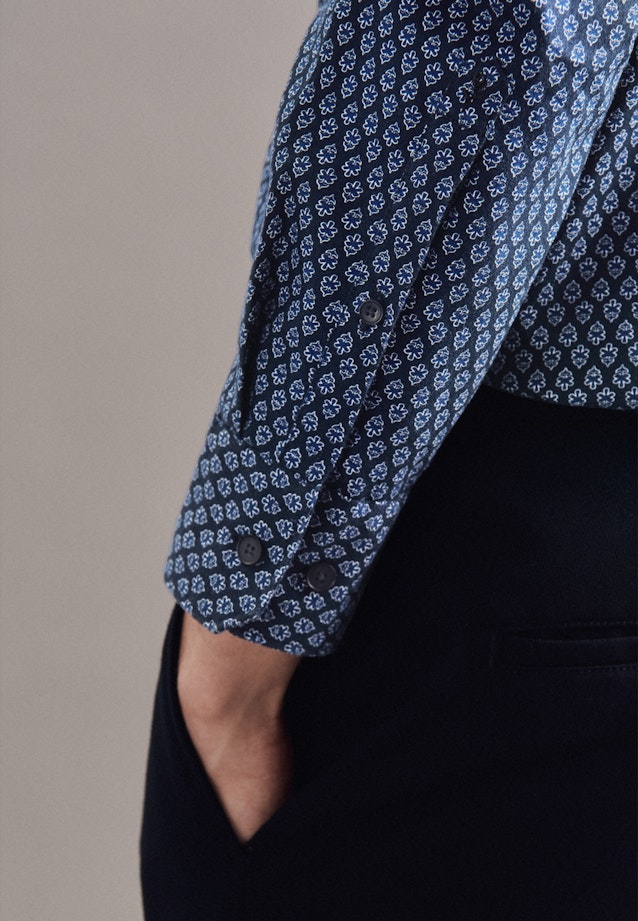 Regular Chemise casual Imprimé in Bleu Moyen |  Seidensticker Onlineshop