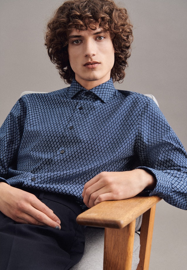 Regular Chemise casual Imprimé in Bleu Moyen |  Seidensticker Onlineshop